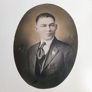 Vintage Antique 1900s Oval Portrait of a Young Man Convex Photo Large 19"